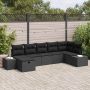 vidaXL Sodo Sofų Rinkinys su pagalve 7 pcs Juoda poliratanas