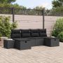 vidaXL Sodo Sofų Rinkinys su pagalve 6 pcs Juoda poliratanas