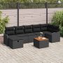 vidaXL Sodo Sofų Rinkinys su pagalve 8 pcs Juoda poliratanas