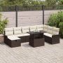 vidaXL Sodo Sofų Rinkinys su pagalve 9 pcs Ruda Poli ratanas
