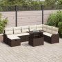vidaXL Sodo Sofų Rinkinys su pagalve 9 pcs Ruda Poli ratanas