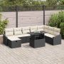 vidaXL Sodo Sofų Rinkinys su pagalve 9 pcs Juoda Poli ratanas