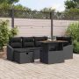 vidaXL Sodo Sofų Rinkinys su pagalve 7 pcs Juoda poliratanas