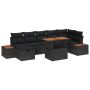 vidaXL Sodo Sofų Rinkinys su pagalve 8 pcs Juoda poliratanas