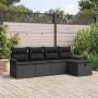 vidaXL Sodo Sofų Rinkinys su pagalve 5 pcs Juoda Poli ratanas