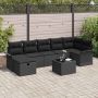 vidaXL Sodo Sofų Rinkinys su pagalve 8 pcs Juoda Poli ratanas