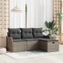 vidaXL Sodo Sofų Rinkinys su pagalve 4 pcs Pilka Poli ratanas