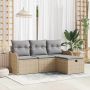 vidaXL Sodo Sofų Rinkinys su pagalve 4 pcs Smėlio Poli ratanas