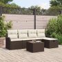 vidaXL Sodo Sofų Rinkinys su pagalve 6 pcs Ruda Poli ratanas