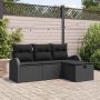 vidaXL Sodo Sofų Rinkinys su pagalve 4 pcs Juoda poliratanas