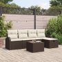 vidaXL Sodo Sofų Rinkinys su pagalve 6 pcs Ruda Poli ratanas