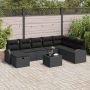 vidaXL Sodo Sofų Rinkinys su pagalve 9 pcs Juoda Poli ratanas