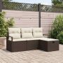 vidaXL Sodo Sofų Rinkinys su pagalve 4 pcs Ruda Poli ratanas
