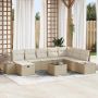 vidaXL Sodo Sofų Rinkinys 9 pcs Smėlio 55 x 62 x 69 cm Poli ratanas