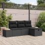 vidaXL Sodo Sofų Rinkinys su pagalve 4 pcs Juoda poliratanas