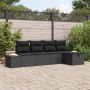 vidaXL Sodo Sofų Rinkinys su pagalve 5 pcs Juoda Poli ratanas