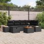 vidaXL Sodo Sofų Rinkinys 7 pcs Juoda 55 x 62 x 69 cm Poli ratanas