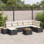vidaXL Sodo Sofų Rinkinys su pagalve 8 pcs Juoda Poli ratanas