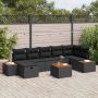 vidaXL Sodo Sofų Rinkinys su pagalve 8 pcs Juoda Poli ratanas