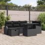 vidaXL Sodo Sofų Rinkinys su pagalve 7 pcs Juoda Poli ratanas