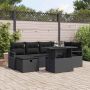 vidaXL Sodo Sofų Rinkinys su pagalve 7 pcs Juoda Poli ratanas