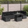 vidaXL Sodo Sofų Rinkinys su pagalve 8 pcs Juoda Poli ratanas