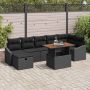 vidaXL Sodo Sofų Rinkinys 8 pcs Juoda poliratanas