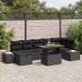 vidaXL Sodo Sofų Rinkinys 8 pcs Juoda poliratanas
