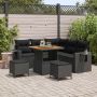 vidaXL Sodo Sofų Rinkinys su pagalve 8 pcs Juoda poliratanas
