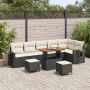 vidaXL Sodo Sofų Rinkinys 9 pcs Juoda poliratanas