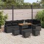 vidaXL Sodo Sofų Rinkinys su pagalve 10 pcs Juoda Poli ratanas