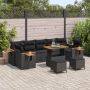 vidaXL Sodo Sofų Rinkinys su pagalve 10 pcs Juoda