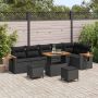 vidaXL Sodo Sofų Rinkinys su pagalve 9 pcs Juoda