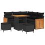 vidaXL Sodo Sofų Rinkinys su pagalve 8 pcs Juoda