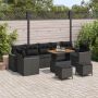 vidaXL Sodo Sofų Rinkinys su pagalve 13 pcs Juoda poliratanas