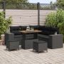 vidaXL Sodo Sofų Rinkinys su pagalve su saugykla 8 pcs Juoda