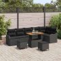 vidaXL Sodo Sofų Rinkinys su pagalve su saugykla 9 pcs Juoda