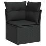 vidaXL Sodo Sofų Rinkinys su pagalve 9 pcs Juoda Poli ratanas