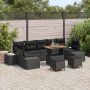 vidaXL Sodo Sofų Rinkinys su pagalve 10 pcs Juoda Poli ratanas