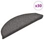 vidaXL Laiptų kilimėliai, 30 vnt., 56x17x3 cm, tamsiai pilki, pusapvaliai