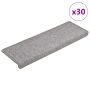 vidaXL Laiptų kilimėliai, 30 vnt., 65x21x4 cm, šviesiai pilki, stačiakampiai kraštai