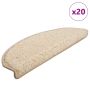 vidaXL Laiptų kilimėliai, 20 vnt., 65x21x4 cm, kreminės spalvos, pusapvaliai, dideli