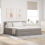 vidaXL Lova su LED juostelių žibintais Taupe 180 x 200 cm audinys