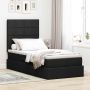 vidaXL Lova su daiktų laikymo vieta ir LED su LED Juoda 90 x 190 cm