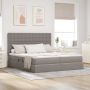 vidaXL Lova su LED juostelių žibintais Taupe 180 x 200 cm audinys