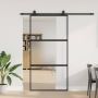 vidaXL Stumdomos durys su įrangos rinkiniu, juodas, 102,5x205 cm