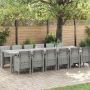 vidaXL Sodo valgomojo komplektas 13 pcs Šviesiai pilka Polt ratanas