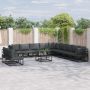 vidaXL Sodo Sofų Rinkinys su pagalve 11 pcs Juoda Aliuminis