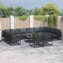 vidaXL Sodo Sofų Rinkinys su pagalve 12 pcs Juoda Aliuminis