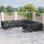 vidaXL Sodo Sofų Rinkinys su pagalve 12 pcs Juoda Aliuminis